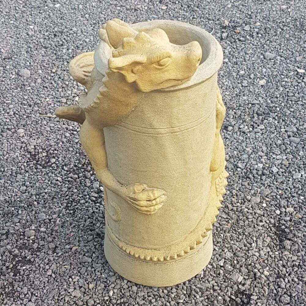 bathstone two colour dragon chimney pot